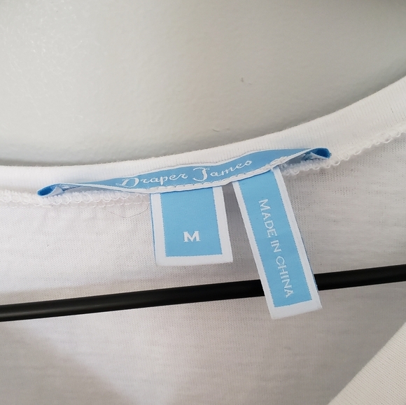 Draper James Keep it Pretty Please White Cotton Graphic Tee Size M - Picture 5 of 6